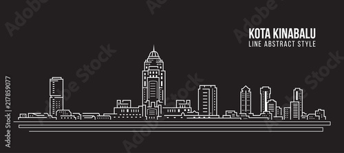 Cityscape Building Line art Vector Illustration design - Kota Kinabalu city photo