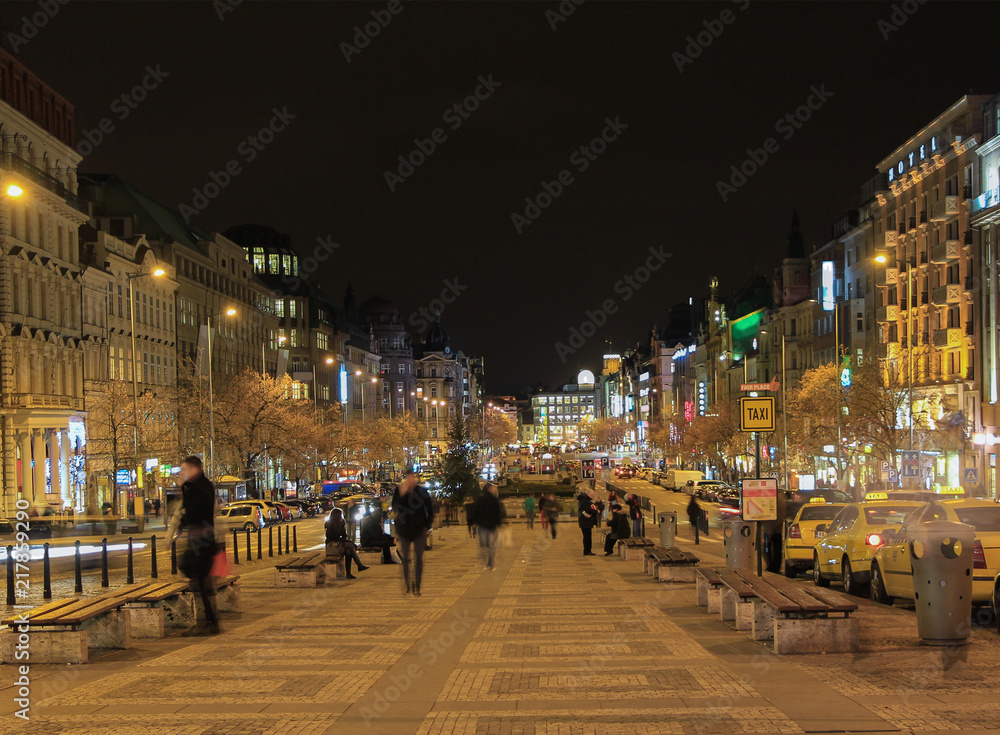 Wenceslas Square at night, Prague, Czech Republic Wenceslas Square at night, Prague, Czech Republic