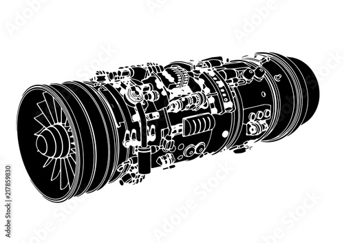 silhouette of aviation engine vector