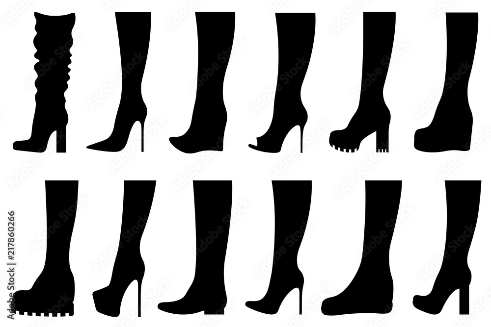 Set of different boots isolated on white Set of different boots isolated on white