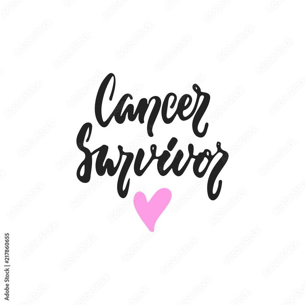 Fototapeta premium Cancer Survivor - hand drawn October Breast Cancer Awareness Month lettering phrase isolated on white background. Brush ink vector quote for banners, greeting card, poster design.