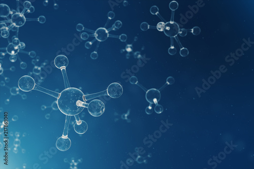 Molecules, atoms bacground. Medical background for banner or flyer. Molecular structure at the atomic level. 3D illustration