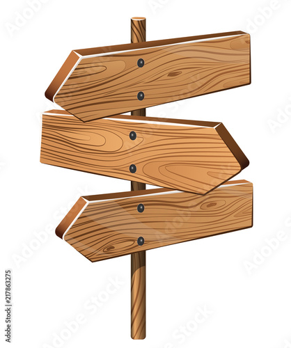 Multichoice crossroad wooden directional arrow signs isolated. Vector illustration. wooden sign, sign, direction