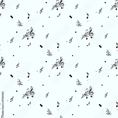 Seamless pattern with music notes and square. illustration.