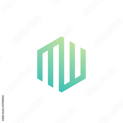 Letter M,W color logo