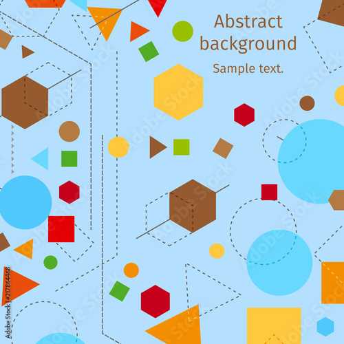 Abstract modern geometric blue background vector design with lines and shapes elements. Abstractive constructivist style