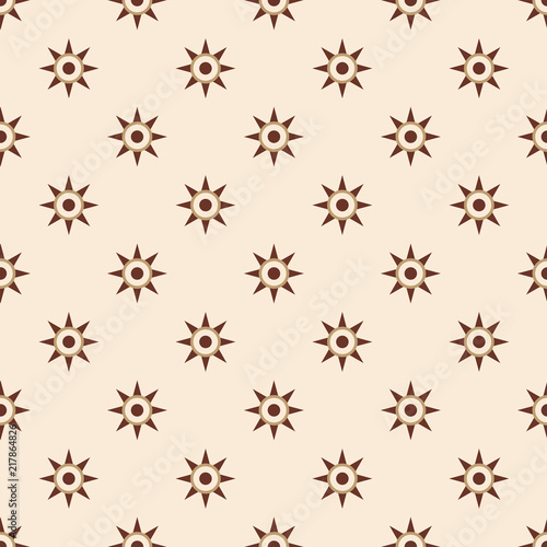 Geometric seamless pattern with symmetrical star shapes.