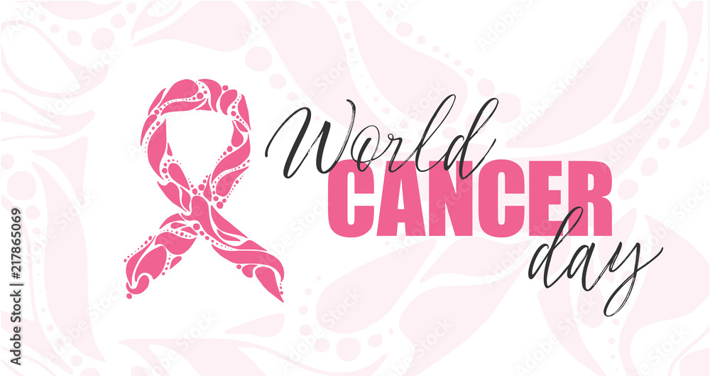 Vector hand-drawn Pink ribbon on white background. Breast cancer awareness month. Banner template Vector hand-drawn Pink ribbon on white background. Breast cancer awareness month. Banner template