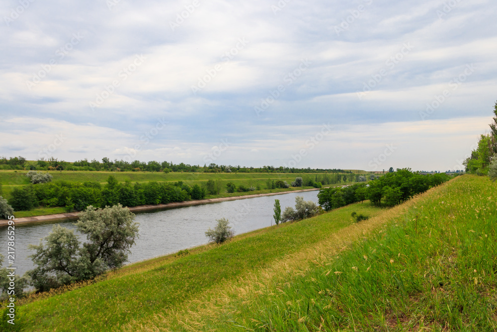 View on the irrigation canal on summer
