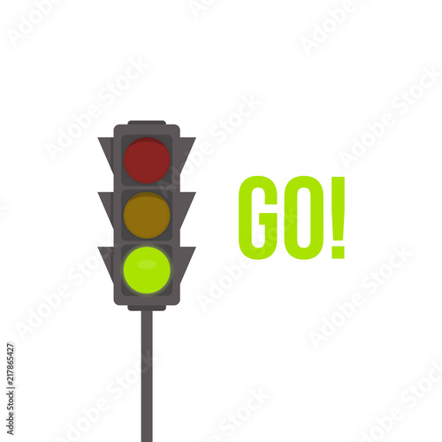 Traffic light isolated icon. Green light vector illustration. Road Intersection, regulation sign, traffic rules design element. Go.