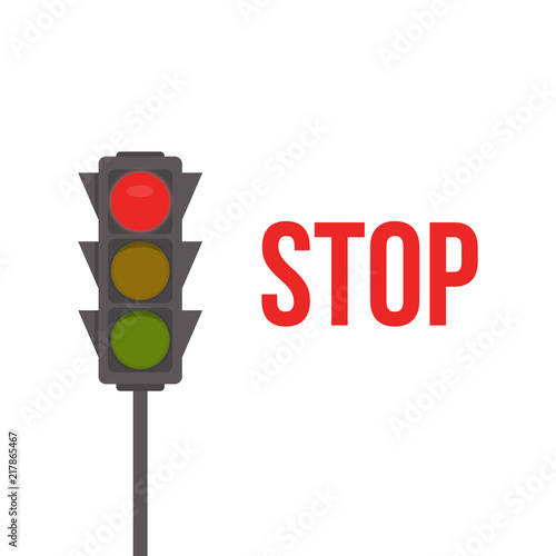 Traffic light isolated icon. Red lights, stop signal of traffic light vector illustration on white background. Road Intersection, regulation sign, traffic rules design element.