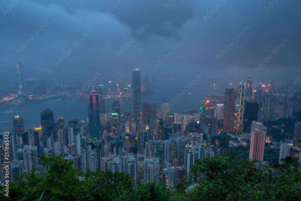 Obraz premium Hong Kong skyline. View from Victoria Peak.