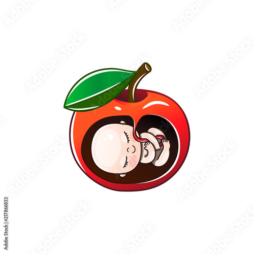 apple and forbidden fruit, pregnancy and child. Vector illustration