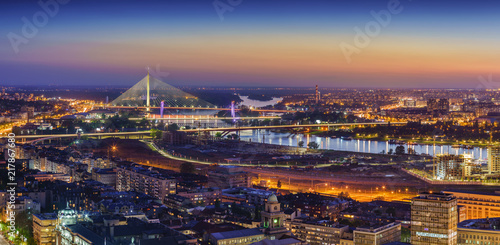 Ada,  Gazela bridges, Belgrade Waterfront, Sava river, Old and New Belgrade, Belgrade Waterfront by night photo
