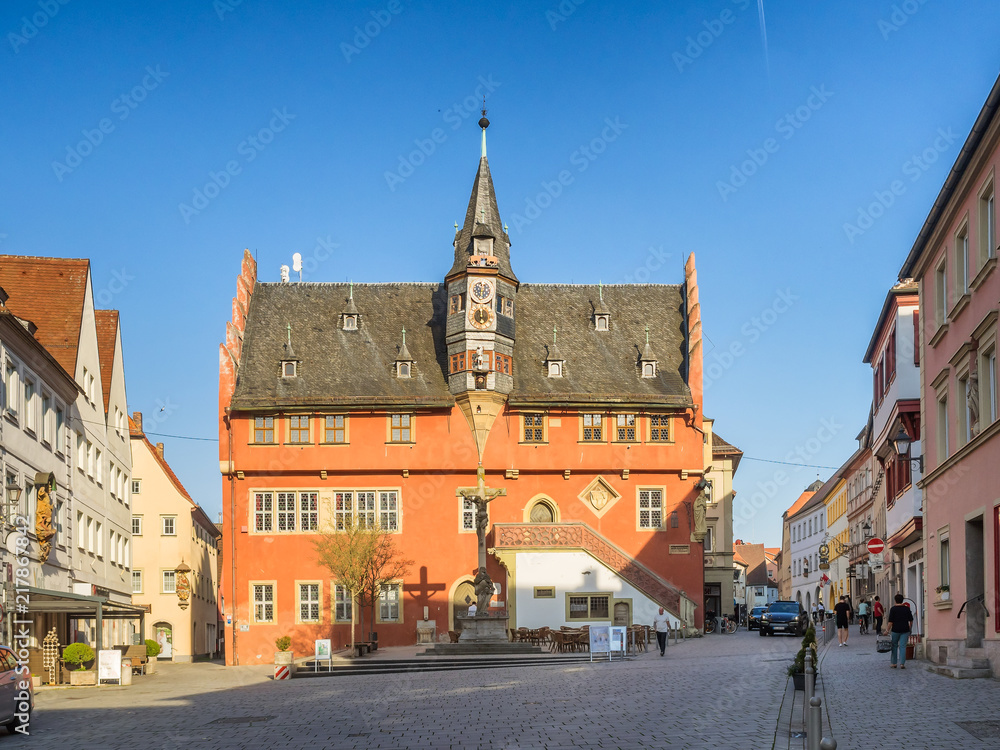 City hall in Ochsenfurt that is a small village by river Main