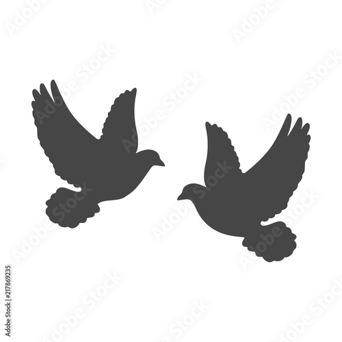 Two black pigeons icon or logo