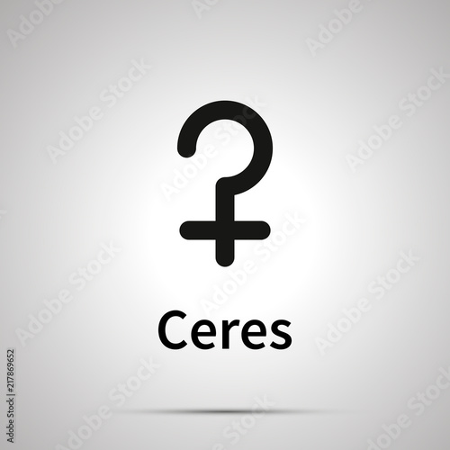 Ceres astronomical sign, simple black icon with shadow