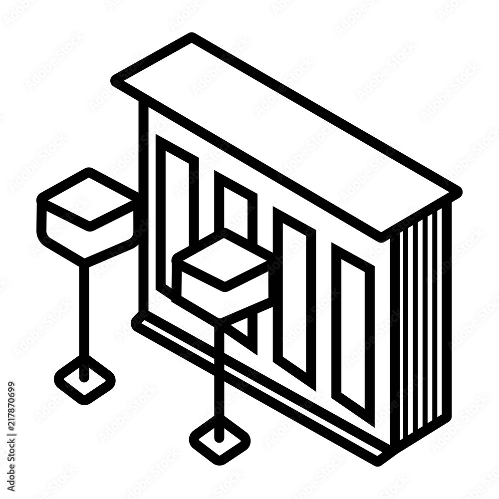 Bar counter with stools