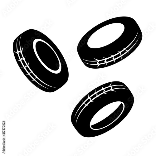 Three black tires