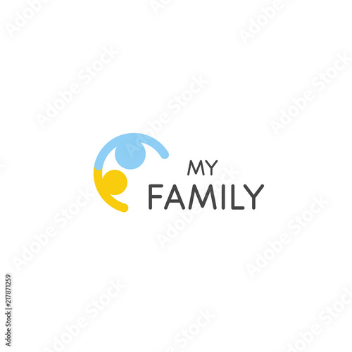 Relationship vector icon. One parent and children abstract sign. Family logo template. People council symbol. Flat illustration on white background.