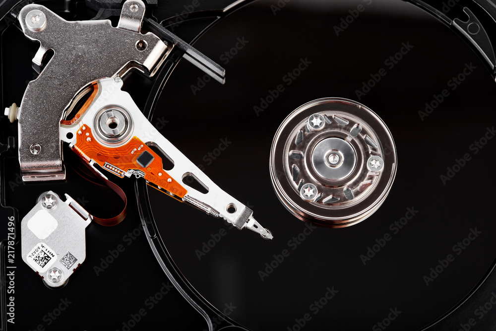 Hard drive isolated on white background. HDD. Major components of a 3.5
