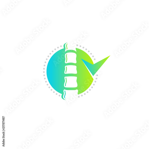 Spine clinic vector logo template, green color round shape, modern flat icon design.