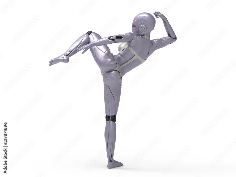 Robotic Cyber Woman is fighting 3D Rendering Robotic Cyber Woman is fighting 3D Rendering
