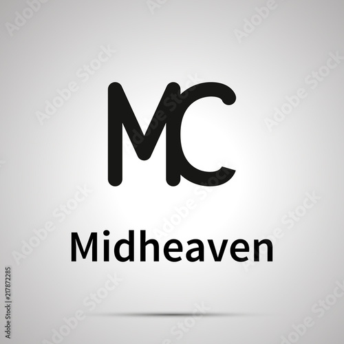 Midheaven astronomical sign, simple black icon with shadow on gray
