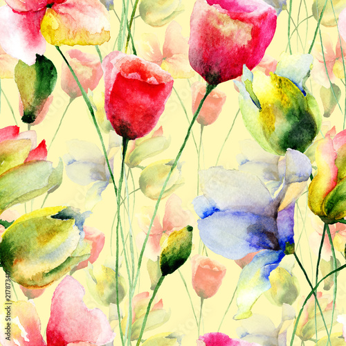 Seamless pattern with Original flowers