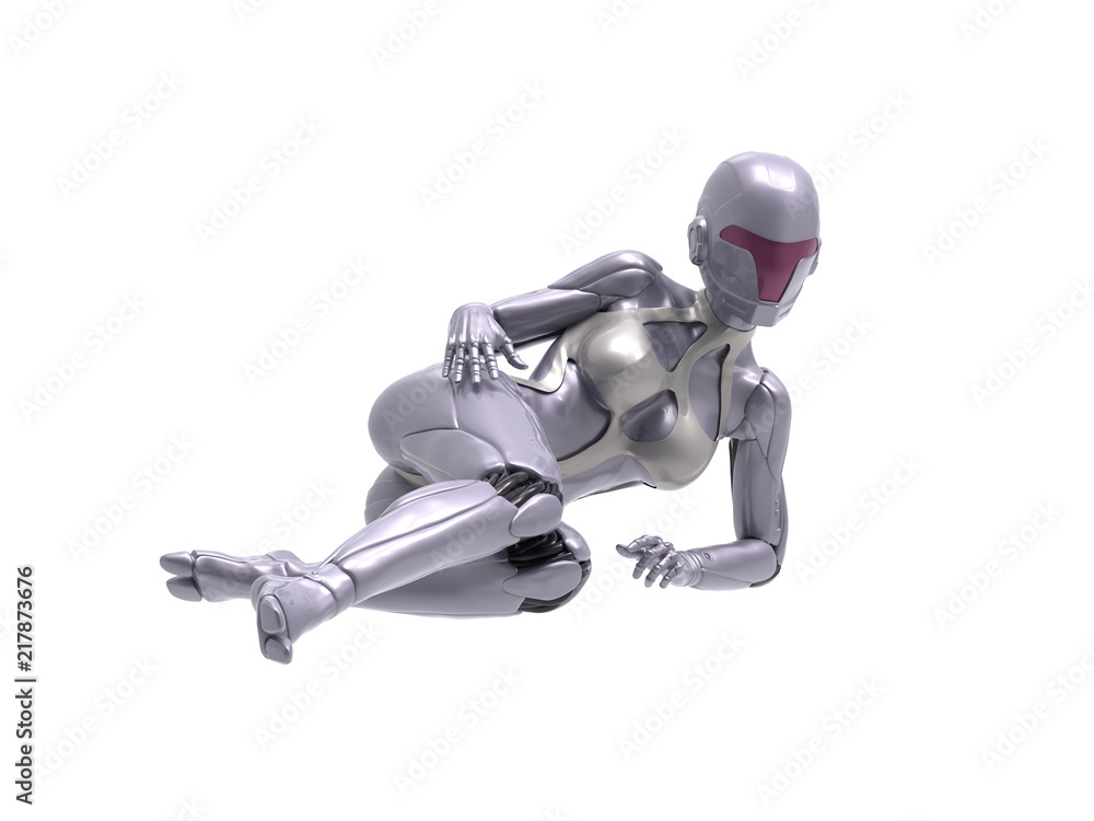 Robotic Cyber Woman is posing 3D Rendering Robotic Cyber Woman is posing 3D Rendering