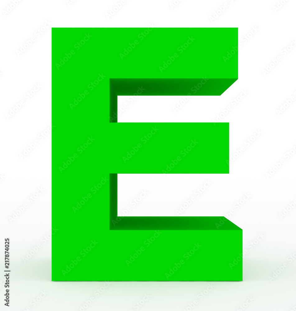 letter E 3d green isolated on white letter E 3d green isolated on white