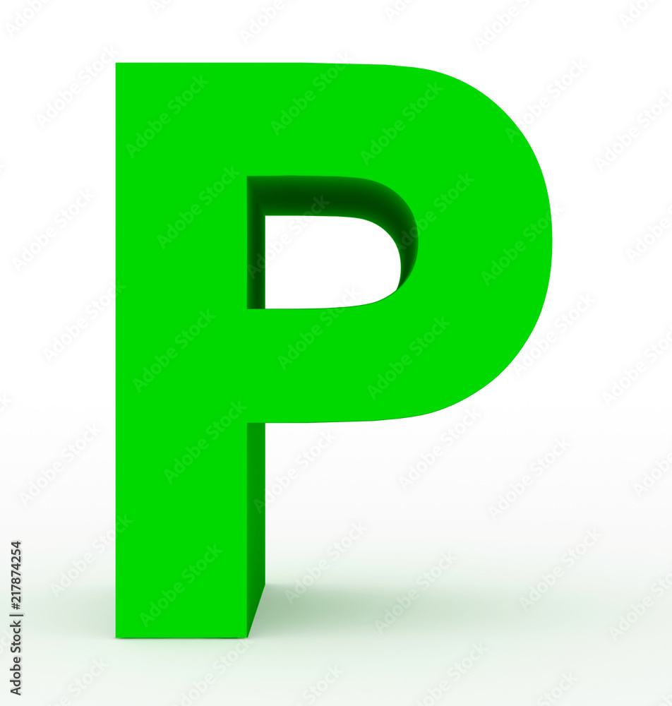 letter P 3d green isolated on white letter P 3d green isolated on white