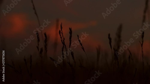 A clouds over a dry drassfields are inlightened by the setting sun