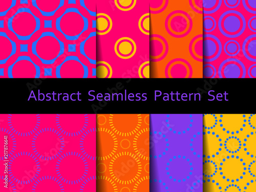 Abstract seamless colorful pattern set. Nice and beautiful modern vector graphic illustration