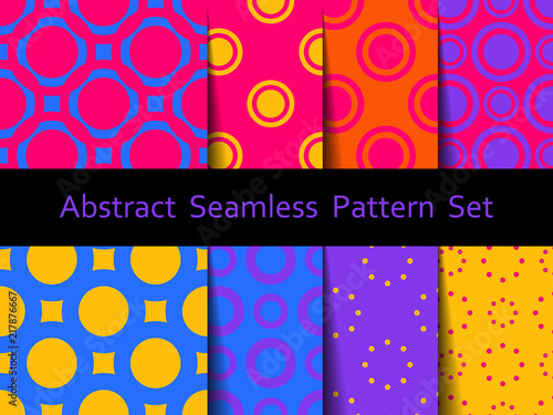 Abstract seamless colorful pattern set. Nice and beautiful modern vector graphic illustration