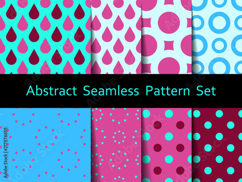 Abstract seamless colorful pattern set. Nice and beautiful modern vector graphic illustration