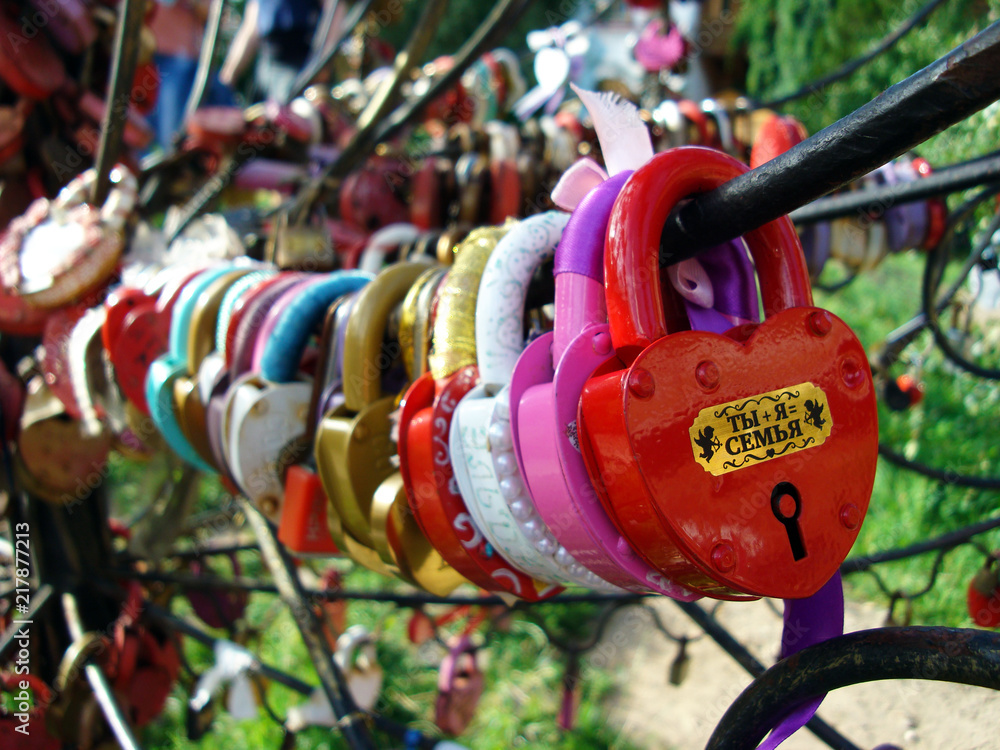 Locks of love and fidelity on the wedding trees of happiness.