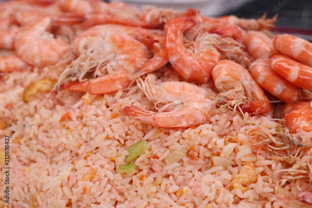 Shrimp fried rice in street food