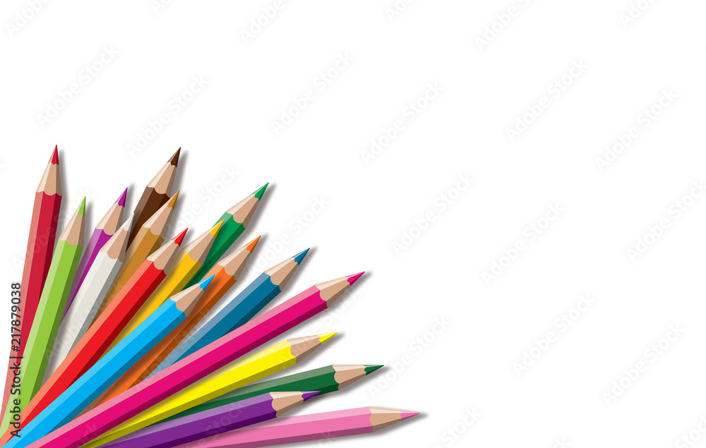 Set Of Colored Pencil Collection Isolated Vector Illustration