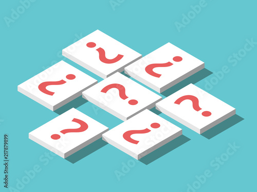 Isometric question mark cards