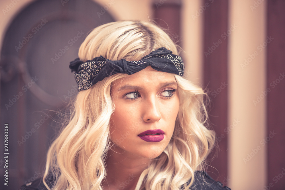 Potrait of attractive girl with beautiful blonde hair