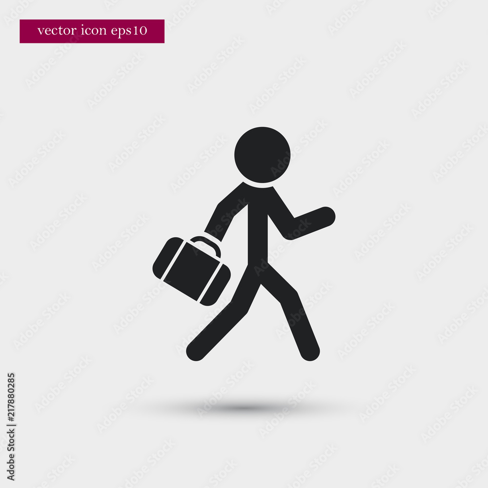 Man with luggage icon. Simple travel element illustration. Holiday symbol design from summer collection. Can be used in web and mobile. Man with luggage icon. Simple travel element illustration. Holiday symbol design from summer collection. Can be used in web and mobile.