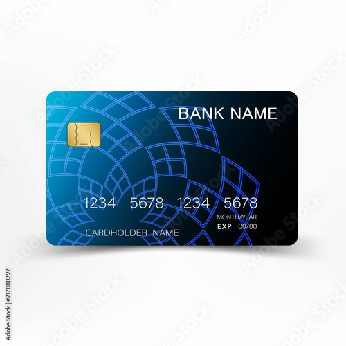 Realistic detailed credit cards. With inspiration from the abstract blue and black color on the white background. 