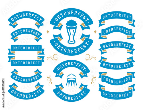 Oktoberfest celebration beer festival ribbons and objects set