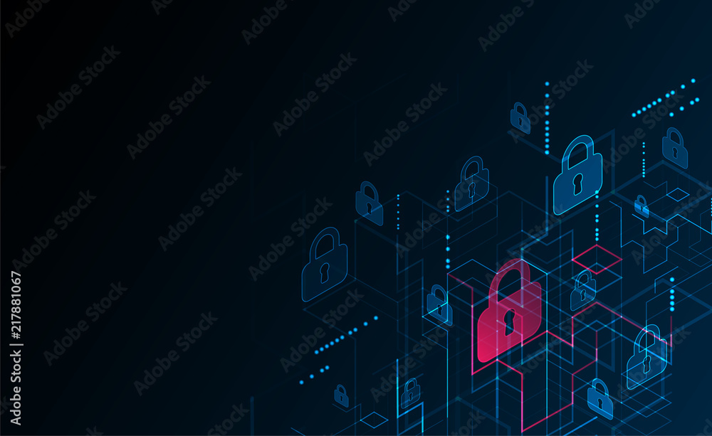 Fototapeta premium Protection mechanism, system privacy. Vector illustration