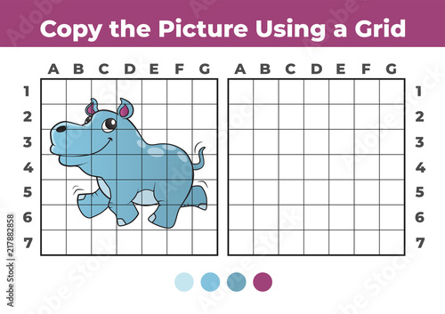 Copy the Picture, an educational game for children. A Happy Hippo.