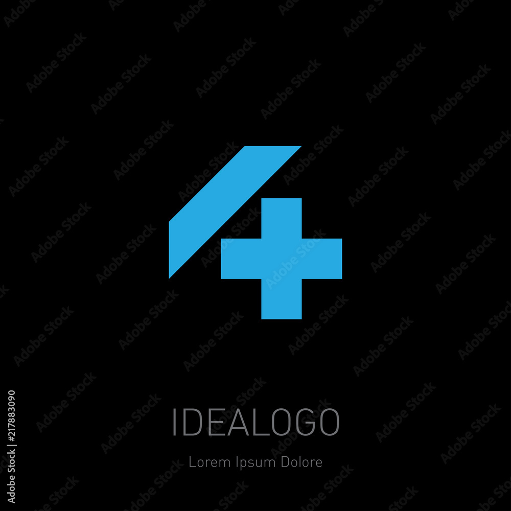 Obraz premium 4 and symbol plusl logo. 4 and plus - Vector design element or icon. Logotype template.