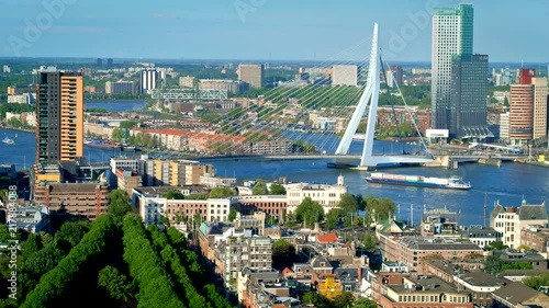 View of Rotterdam city and the Erasmus bridge Erasmusbrug photo