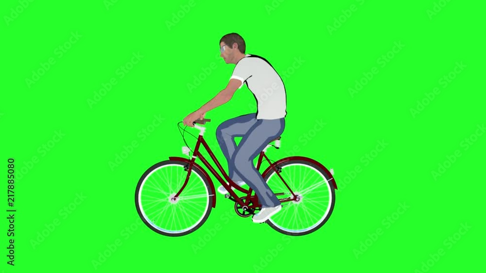 cartoon a man on a Bicycle on green background cartoon a man on a Bicycle on green background