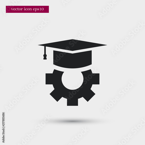 Graduation cap icon. Simple gear element illustration. Vector symbol design from education collection. Can be used in web and mobile.